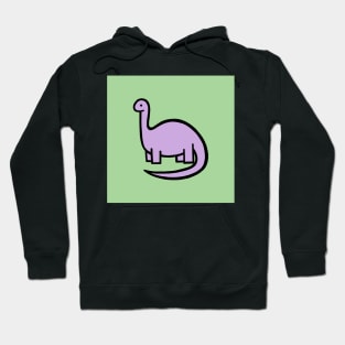 Lilac Dinosaur on Green Hoodie